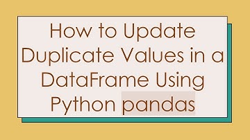 How to Update Duplicate Values in a DataFrame Using Python pandas