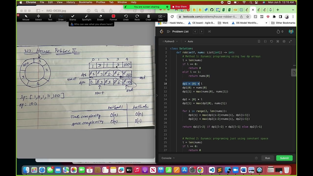 213. House Robber II | Python | Dynamic programing | Using dp arrays ...