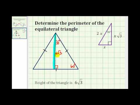 Example:  Determine the Perimeter of an Equilateral Triangle Given the Height