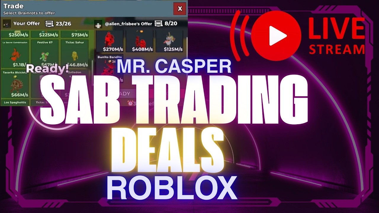 Sab Robux Shop 🔴Live🔴SAB Trading Deal Roblox Mr. Casper #roblox #stealabrainrot #sab # ...