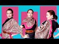 How to wear a big silk square scarf 53”x 53”. Large silk shawl tutorial. Pavlovo Posad Russian Shawl