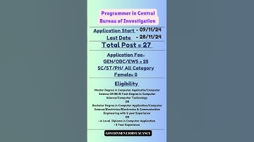 UPSC ASSISTANT PROGRAMMER CBI RECRUITMENT 2024#upsc #cbi #govtjobs #2024jobs #motivation