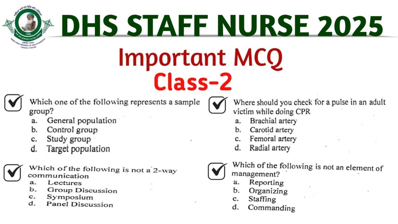 Dhs staff nurse exam preparation || Most important mcq