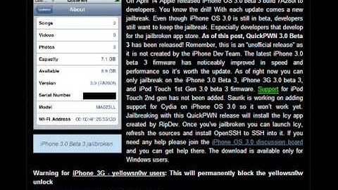 iPhone 3.0 Beta 3 / iPod Touch 1G & 2G & Quickpwn