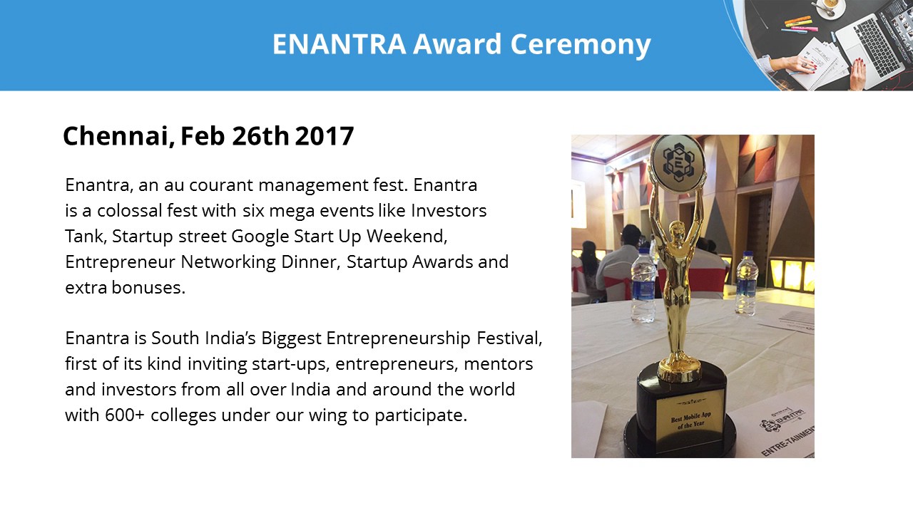Best Mobile App Development for the Year - Enantra (Anna University)