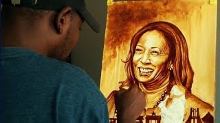 Coffee Painting of H.E. Kamala Devi Harris U.S Vice President by Kojo-Hilton