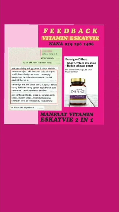 Vitamin Eskayvie memang lain daripada yang lain. Penat-penat badan pun boleh. untuk selsema pun ok