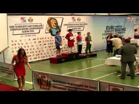 2018 წლის 29 მაისს კრივში ევროპირველობაზე - ჩემპიონის 44,5 kg. - საბა ტყებუჩავას დაჯილდოება.