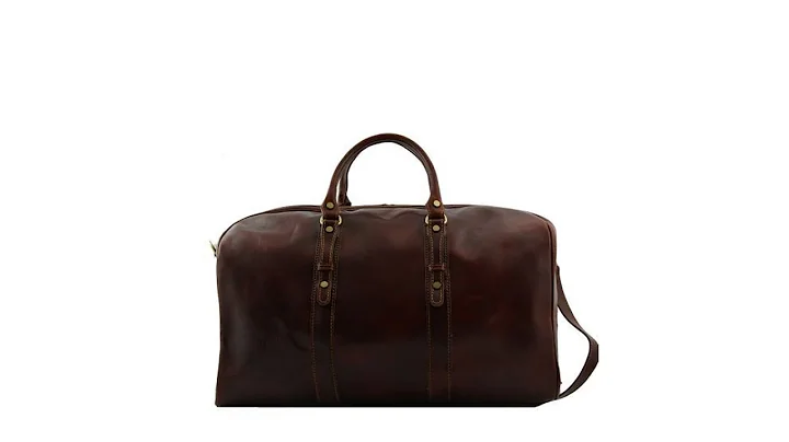 TUSCANY LEATHER FRANCOFORTE EXCLUSIVE LEATHER WEEKENDER TRAVEL BAG - LARGE SIZE BROWN