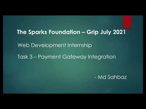 Task 3 - Payment Gateway Integration | GRIP JULY 2021 | The Sparks Foundation