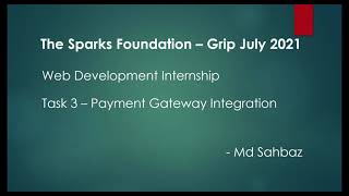 Task 3 - Payment Gateway Integration | GRIP JULY 2021 | The Sparks Foundation