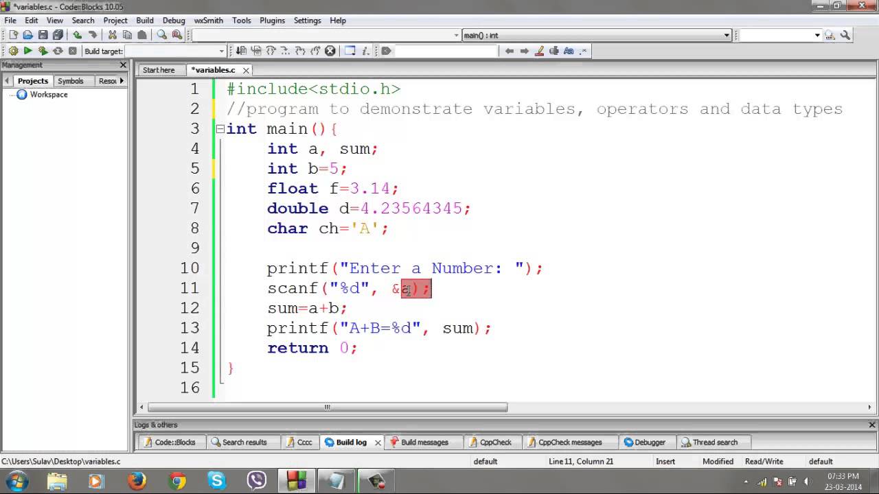 Using variable c