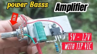 cara membuat mini amplifier 5v - 12v Tip 41C