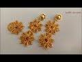 Exotic Twin Flower Gold Jewelry Set/Earrings/Ring/Easy Step-by-step Tutorial/Aretes/Anillo/Diy