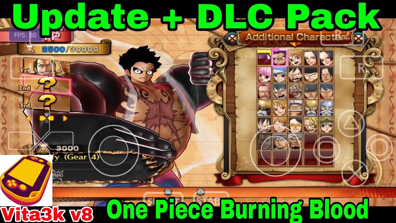 Update DLC pack One Piece Burning Blood testing with Vita3k Emulator