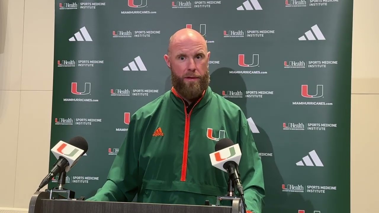 Miami Hurricanes defensive coordinator Corey Hetherman Oct. 13