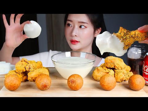 뿌링클치킨 치즈볼 뿌링뿌링소스 듬뿍 찍어서 먹방/SUPER CRISPY SPRINKLE FRIED CHICKEN & CHEESE BALLS! YOGURT SAUCE MUKBANG