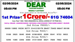 🔴 Evening 08:00 P.M. Dear Nagaland State Live Lottery Result Today ll Date-02/06/2024 ll