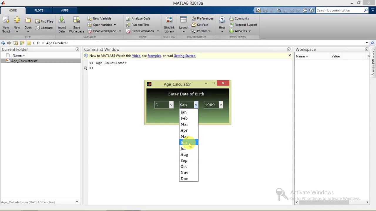 Age Calculator Matlab Project with Source Code