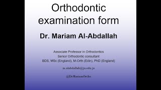 Dr Mariam Orthodontic examination form