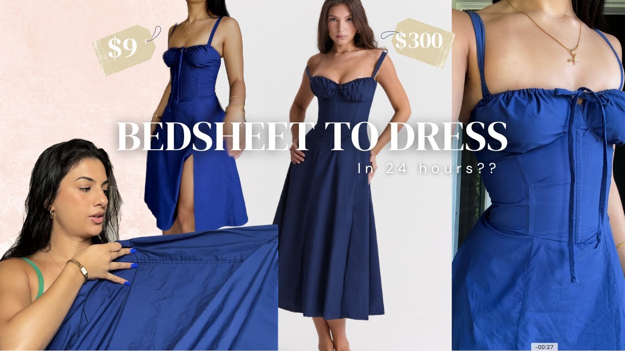 I turned a BEDSHEET into a HOUSE OF CB Inspired DRESS! (24 HOURS) DIY