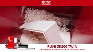 Compact EPS / Styrofoam with RUNI SK200 TWIN – Efficient Volume Reduction of Expanded Polystyrene