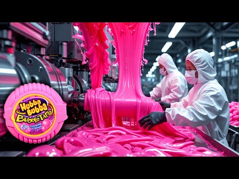 How CHEWING BUBBLEGUM is Made in Factory🍬 BUBBLEGUM Factory Process