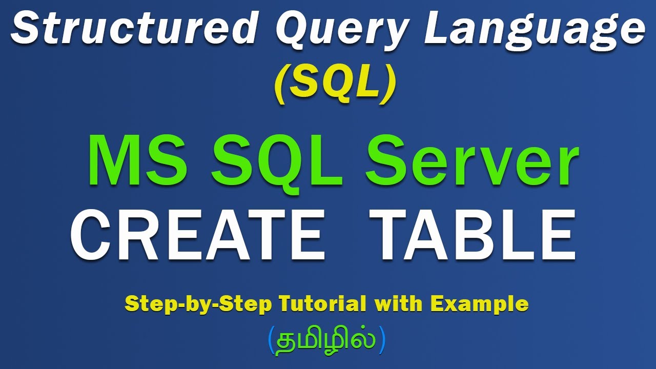 (2) sql syntax | what is sql syntax | sql server... SQL Server Tutorial | How to Write 'Create Table' Query | Complete ...