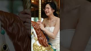 Sad girl playing on carousel#ai #carousel