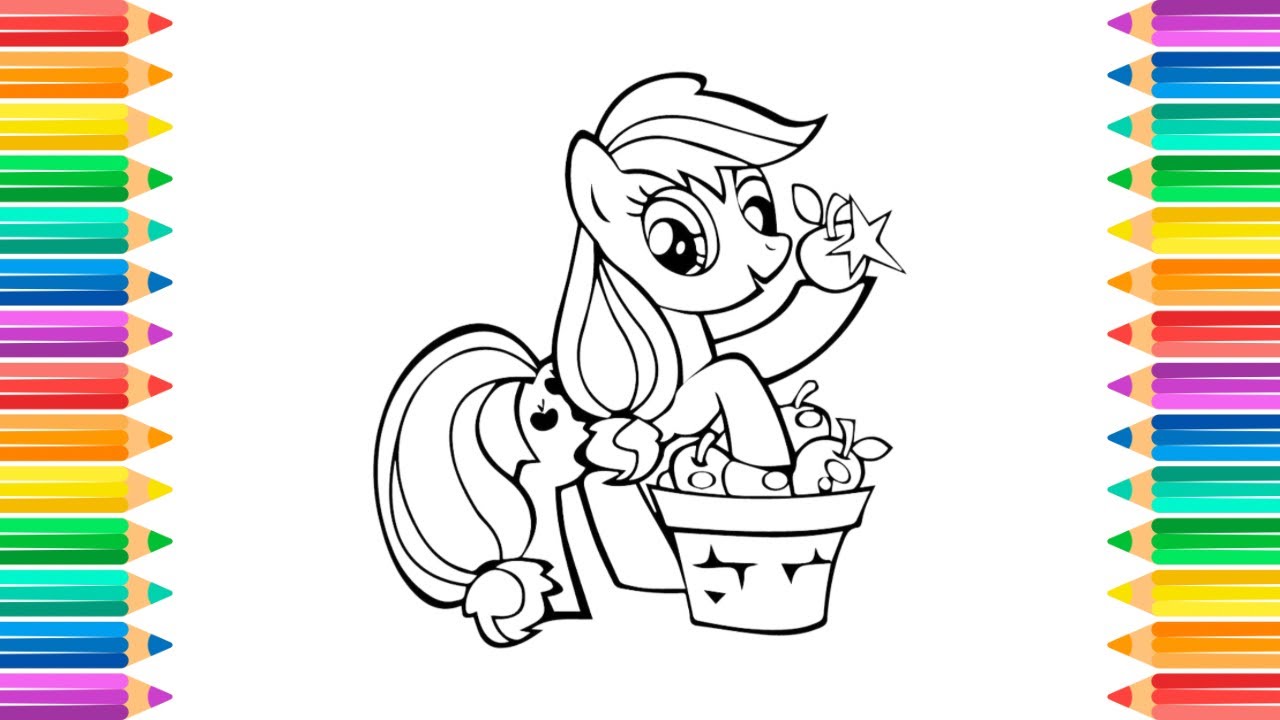 Coloring Applejack My Little Pony with a Basket Full of Apples | Coloring for kids | Salsa Colorful