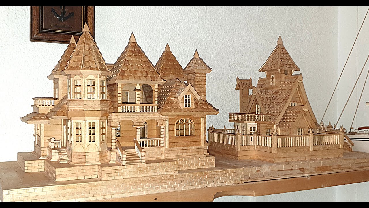 Miniature Old Mansion Final Video Made Of Popsicle Stick.