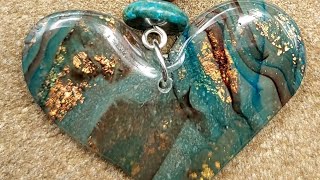 Faux stone- alcohol ink and copper foil polymer clay
