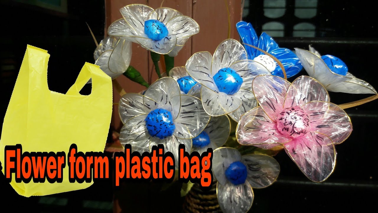 Diy how to make beautiful flowers from waste plastic bag/ flower from