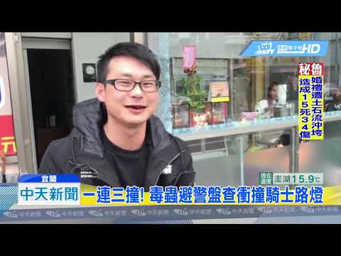 20190128中天新聞　一連三撞！　毒蟲避警盤查衝撞騎士路燈