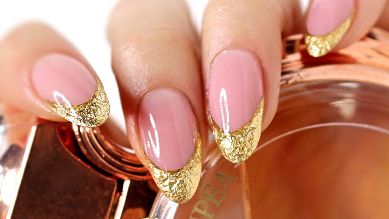 Matte Gold French Nails - wide 5