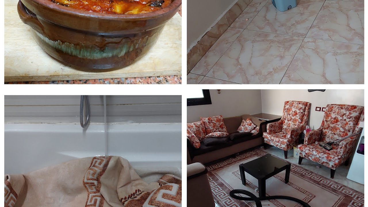 الوقت بيسرقنا 🥰.. تنضيف الريسبشن في جو التلج مع احلي طاجن مسقعه يدفي ❄️❄️ 