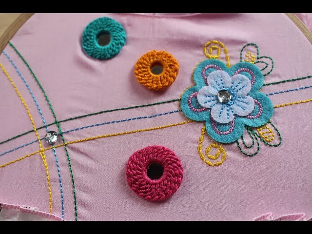 Hand Embroidery Designs | Ring mirror work | Stitch and Flower-153