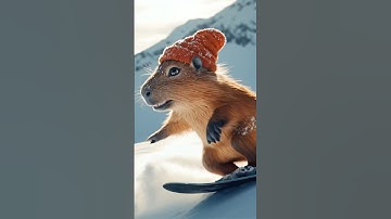 KLING AI Capybara Snowboard #ai #cute #animalphotos #klingai #capybara #artificialintelligence