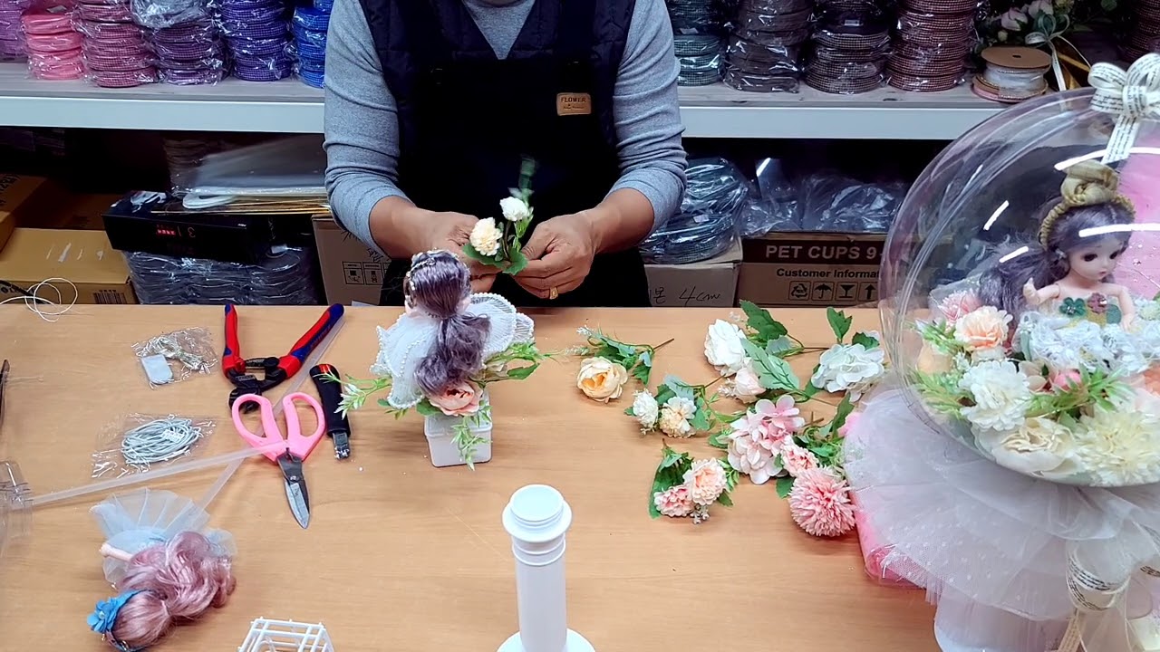 디자인쁘렝땅 PET꽃볼로 인형꽃다발 만들기