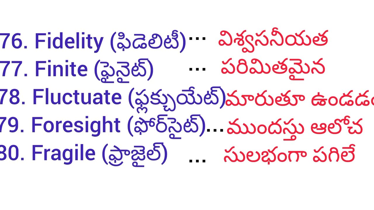 English Vocabulary with Telugu Meaning & Examples | Spoken English Class