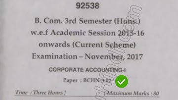 Mdu Corporate Accounting Bcom Hons 3rd Sem Question Paper #MduQuestionPaper