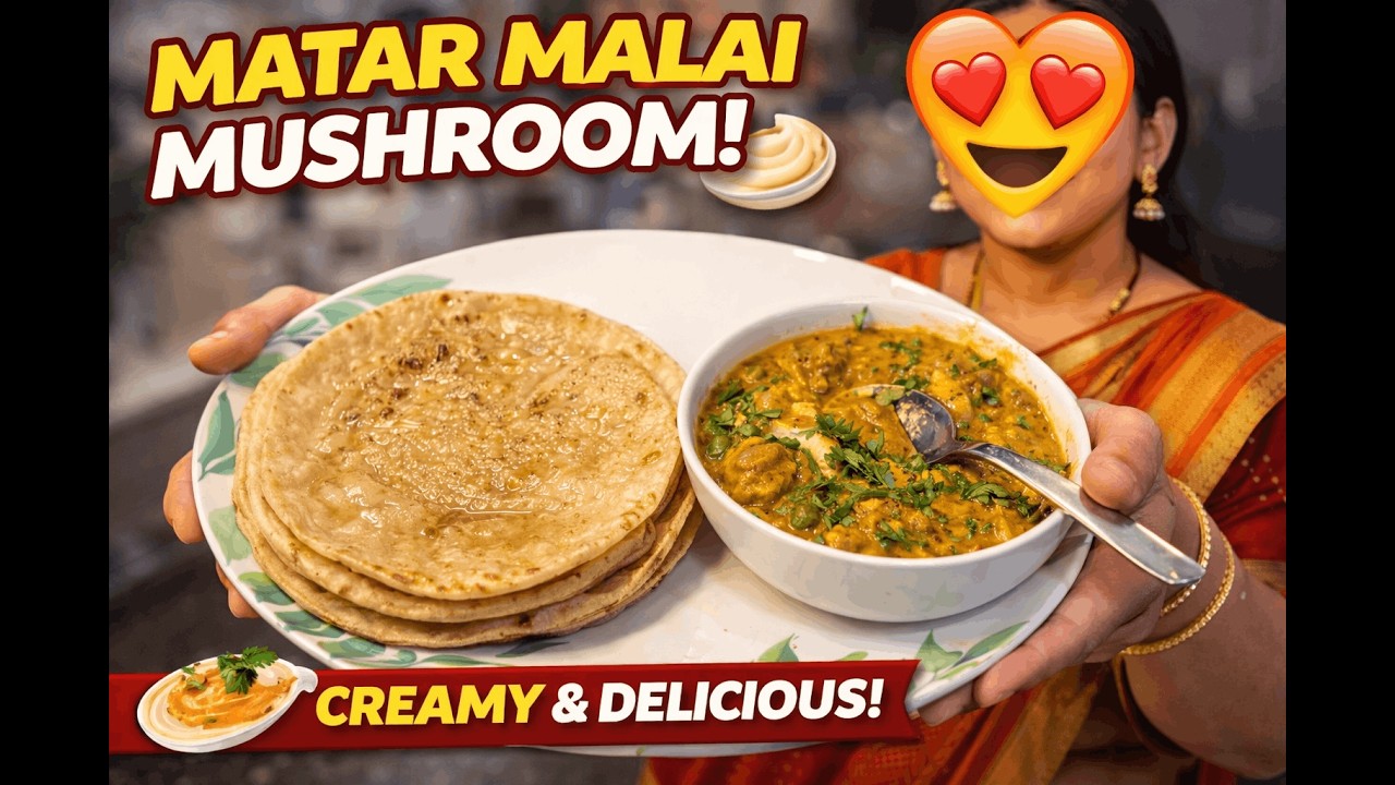 Matar Malai Mushroom with paneer | Creamy Restaurant Style Curry at Home 🍄✨