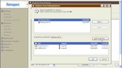 Immediate Restore of Selected files With Retrospect for Windows