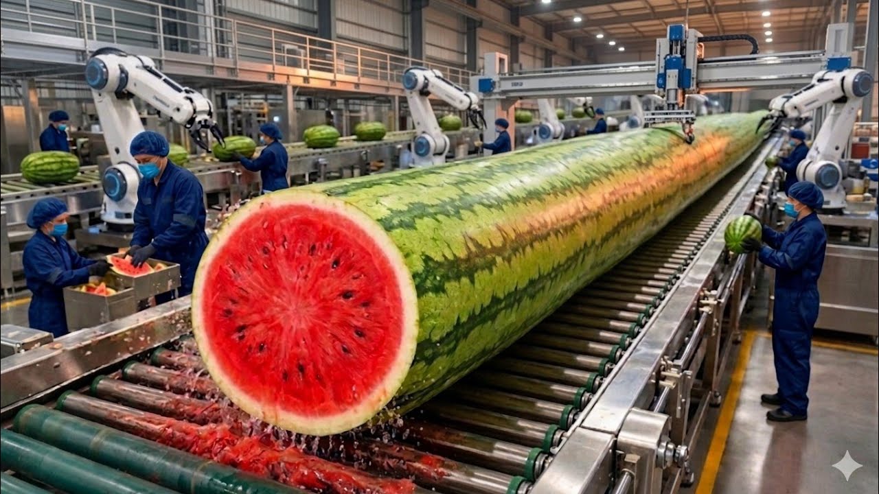 Inside a Modern watermelon processing plant :From Whole Melons To Sweet ...