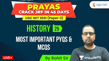 UGC NET 2021 | PRAYAS Crack JRF in 45 DAYS | History by Rohit Choudhary | Most Important PYQs & MCQs