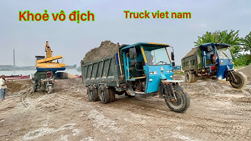 Công nông cực khoẻ chở cát cực mạnh | xe ô tô tải khủng leo dốc | máy xúc khổng lồ | excavator load