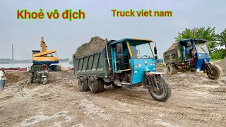 Công nông cực khoẻ chở cát cực mạnh | xe ô tô tải khủng leo dốc | máy xúc khổng lồ | excavator load