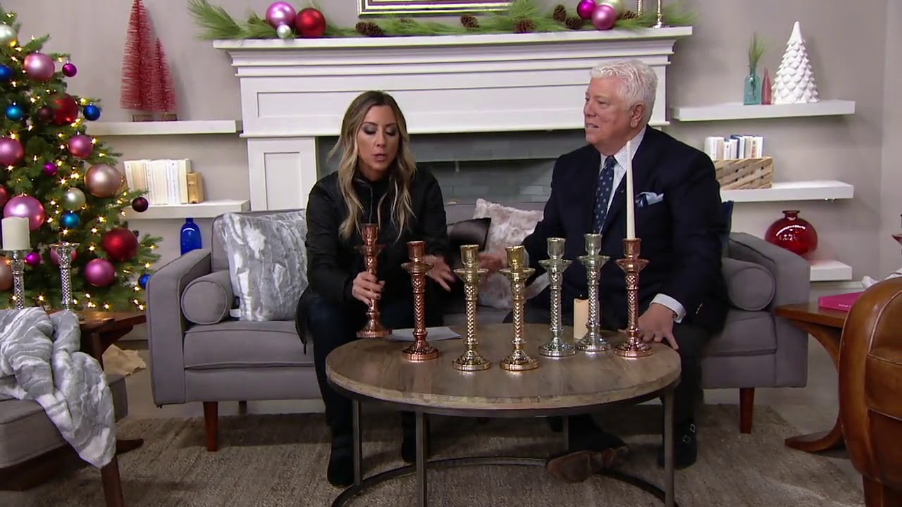 Dennis Basso Set of 2 Mercury Glass Candlesticks 12.5" on QVC