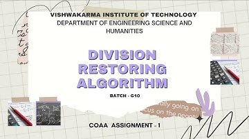 DIVISION RESTORING ALGORITHM | G10 | COMPUTER ORGANIZATION AND ARCHITECTURE