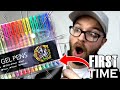 I Tried using GEL PENS for the FIRST TIME | Kid's Art Supplies..?